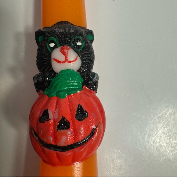 NWT. Vintage Halloween Taper Candles skeleton and black cat in Pumpkin 2 Set 10" - Picture 8 of 15